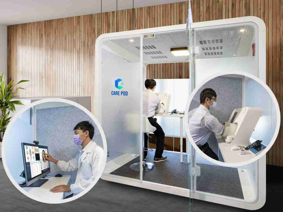 达擎于医疗科技展中展出＂远距诊疗舱＂，，，以因应医疗数字化及社会高龄化趋势下、、、、复诊及慢性病患等族群对于远距看诊需求逐渐升高所推出的创新整合方案。。多功能合一、、高隐私性的远距诊疗舱可根据病患端与医师端的不同需求，，提供弹性化及客制化功能，，，，节省医生和病患的精力及时间